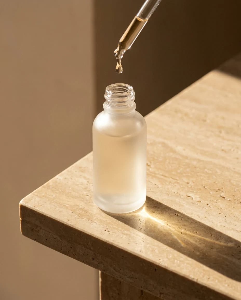Same serum. One is a bottle on a desk. One is a formula.