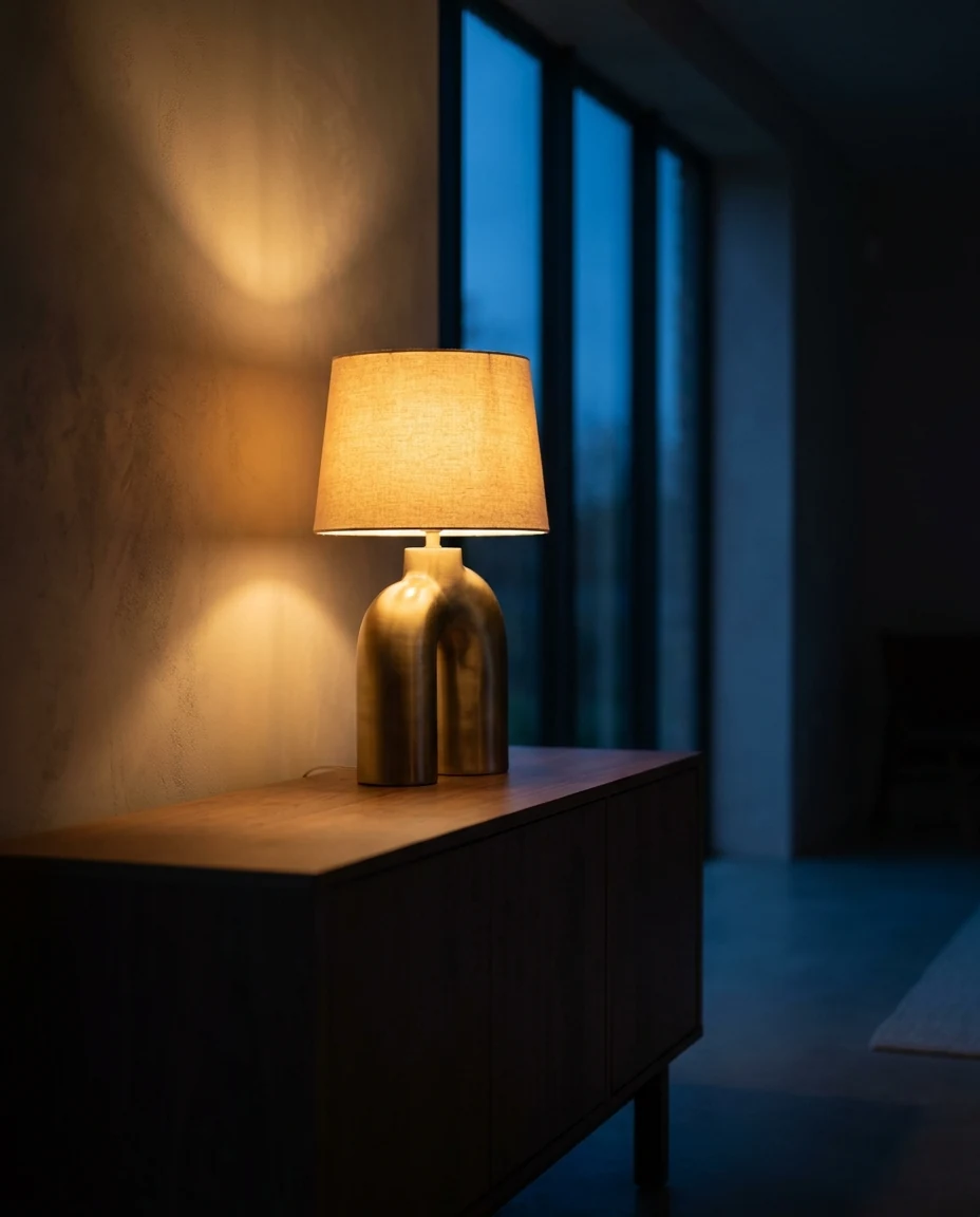Same lamp. One is switched on. One is atmosphere.